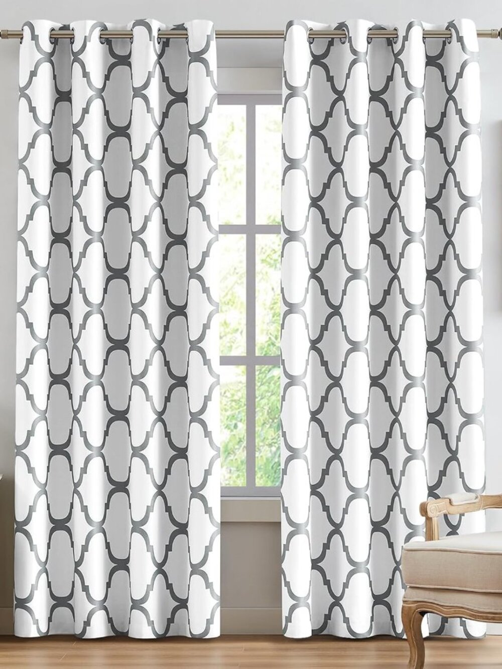 Moroccan Printed Room Darkening Blackout Grommet Curtains for Living Room Bedroo